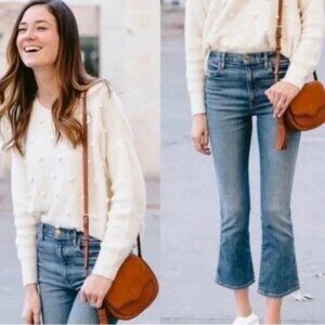 The Great The Nerd Kick Flare Ankle Raw Hem Jeans